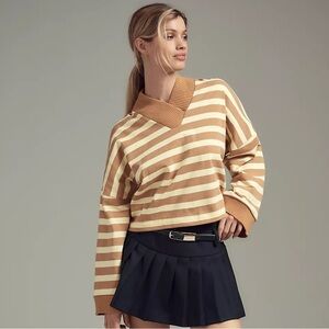 NWT! Anthropologie Maeve Cotton Boxy Oversized V-Neck Top 💚